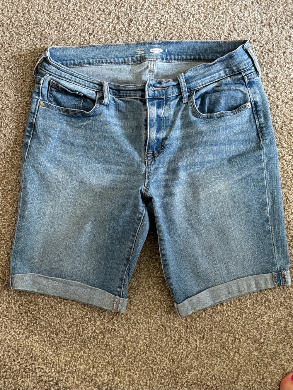 Old Navy Light Blue Denim Roll-Cuff Bermuda Shorts